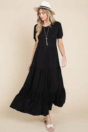 Short Sleeve Tiered Maxi Dress