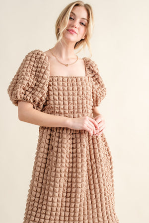 Square Neck Puff Sleeve Dress