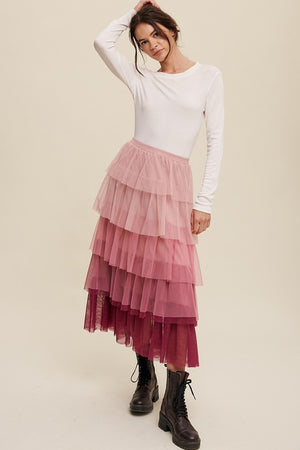 Clara Tiered Mesh Maxi Skirt