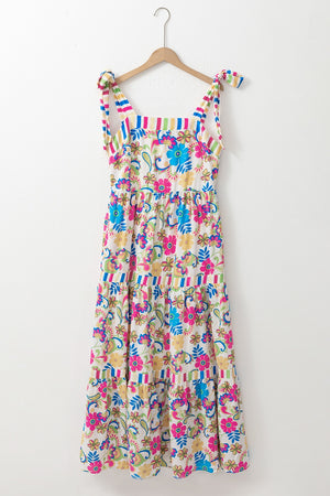 Tied Floral Sleeveless Maxi Dress