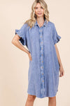 Mineral Wash Cotton Gauze Mini Shirt Dress