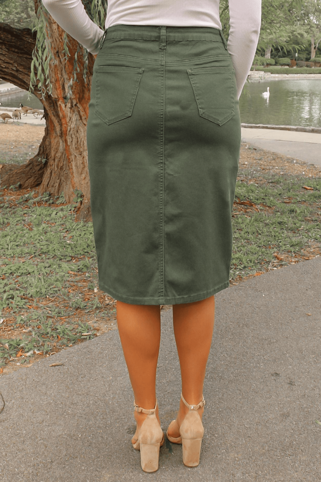 JDA Hunter Green Denim Skirt
