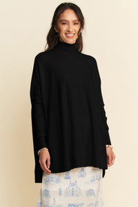 High-Low Turtleneck Long Sleeve Knit Top