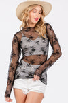 Black Floral Mesh Top