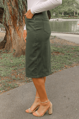 JDA Hunter Green Denim Skirt