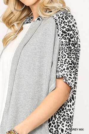 Knit & Leopard Hoodie