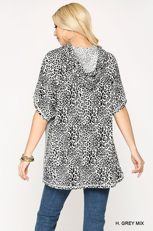 Knit & Leopard Hoodie