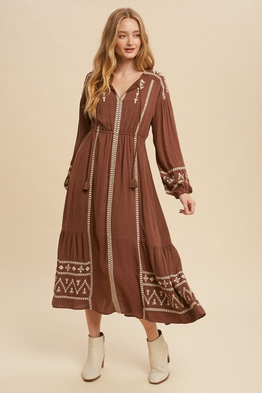 Nutmeg Peasant Dress