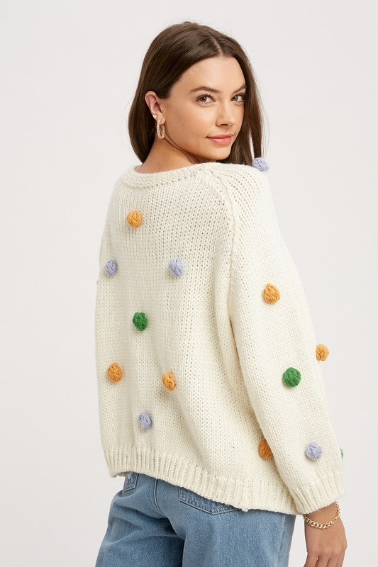 Cream Pom Pom Sweater