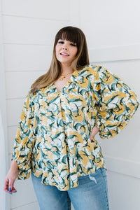 All Day Long Full Size Run Printed Blouse (dupe)
