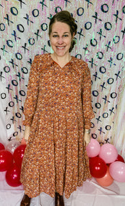 Rust Floral Peter Pan Dress