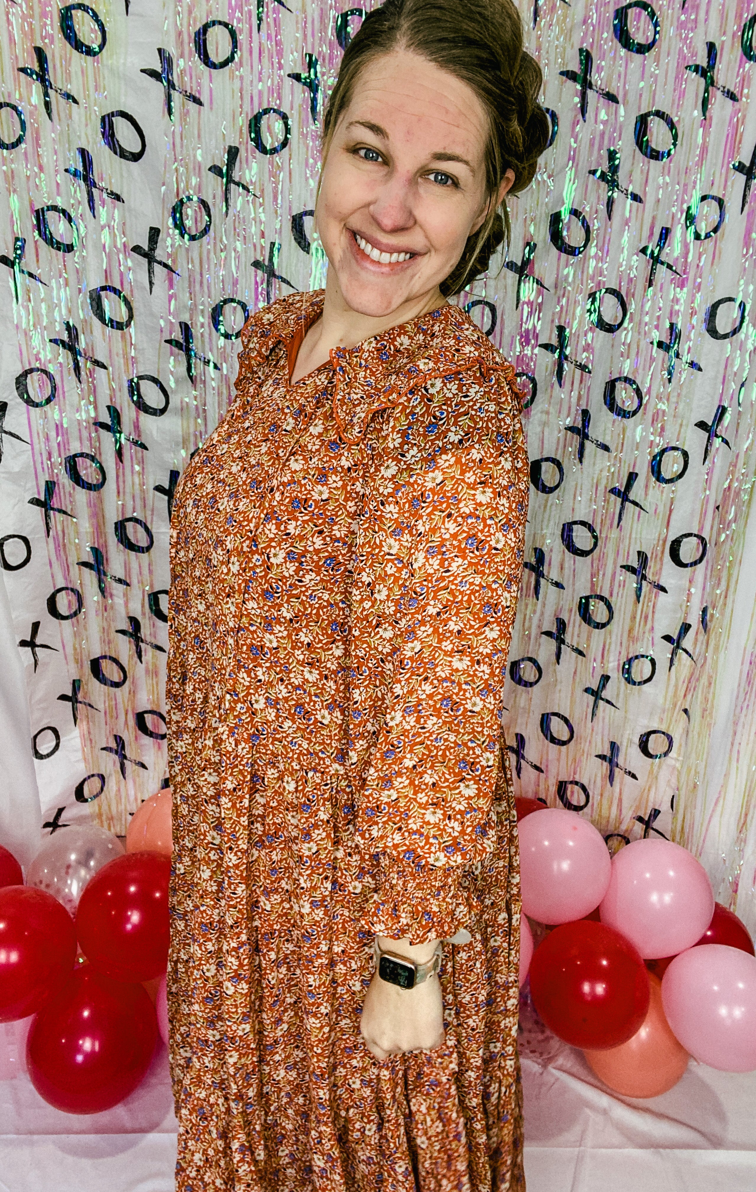 Rust Floral Peter Pan Dress